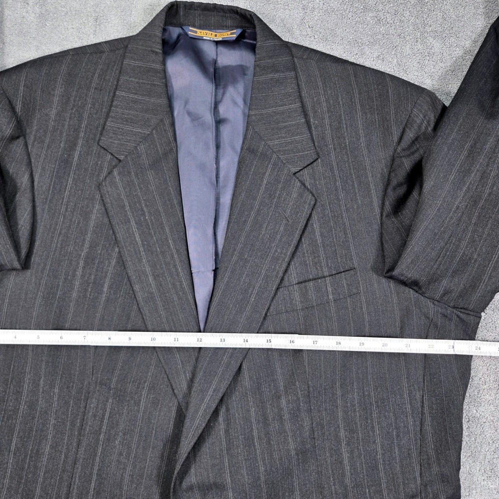 Savile Row Blazer Mens 46R(48) Charcoal Grey Pinstripe Virgin Wool Sport Coat - Picture 6 of 16